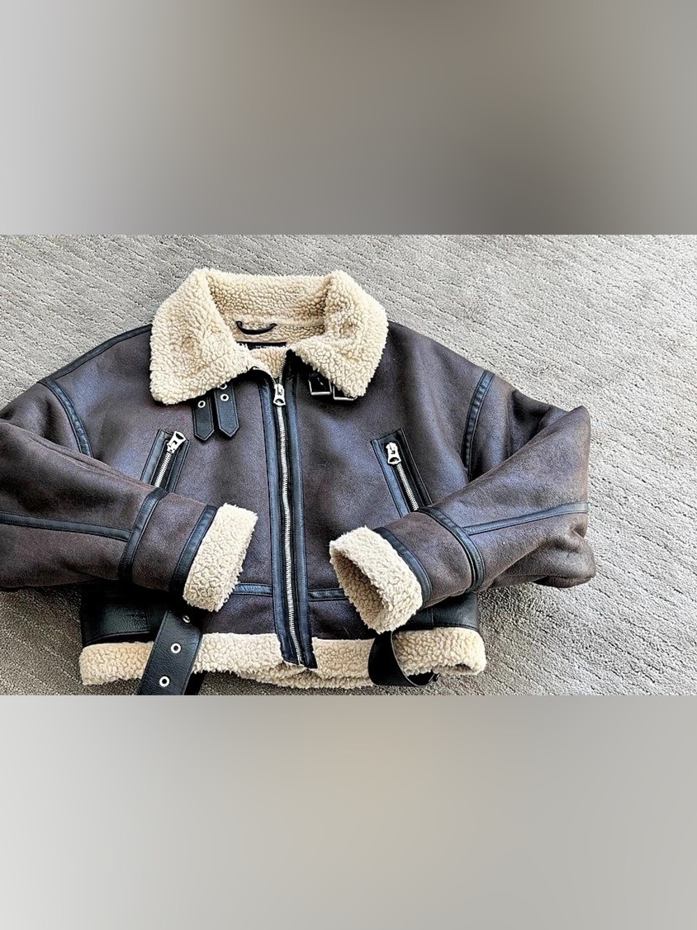 Zara Faux Shearling Aviator Jacket.